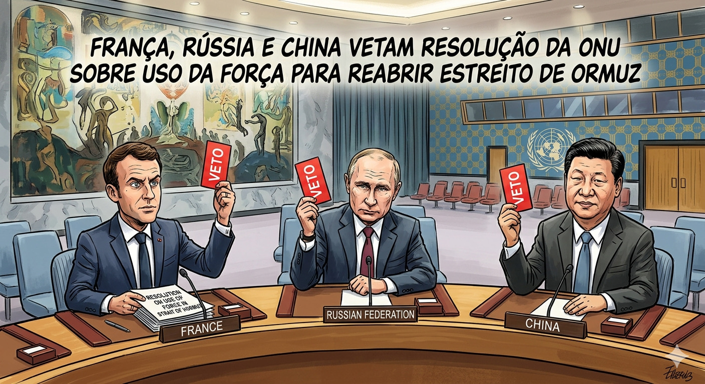 França, Rússia e China vetam resolução da ONU sobre uso da força para reabrir Estreito de Ormuz