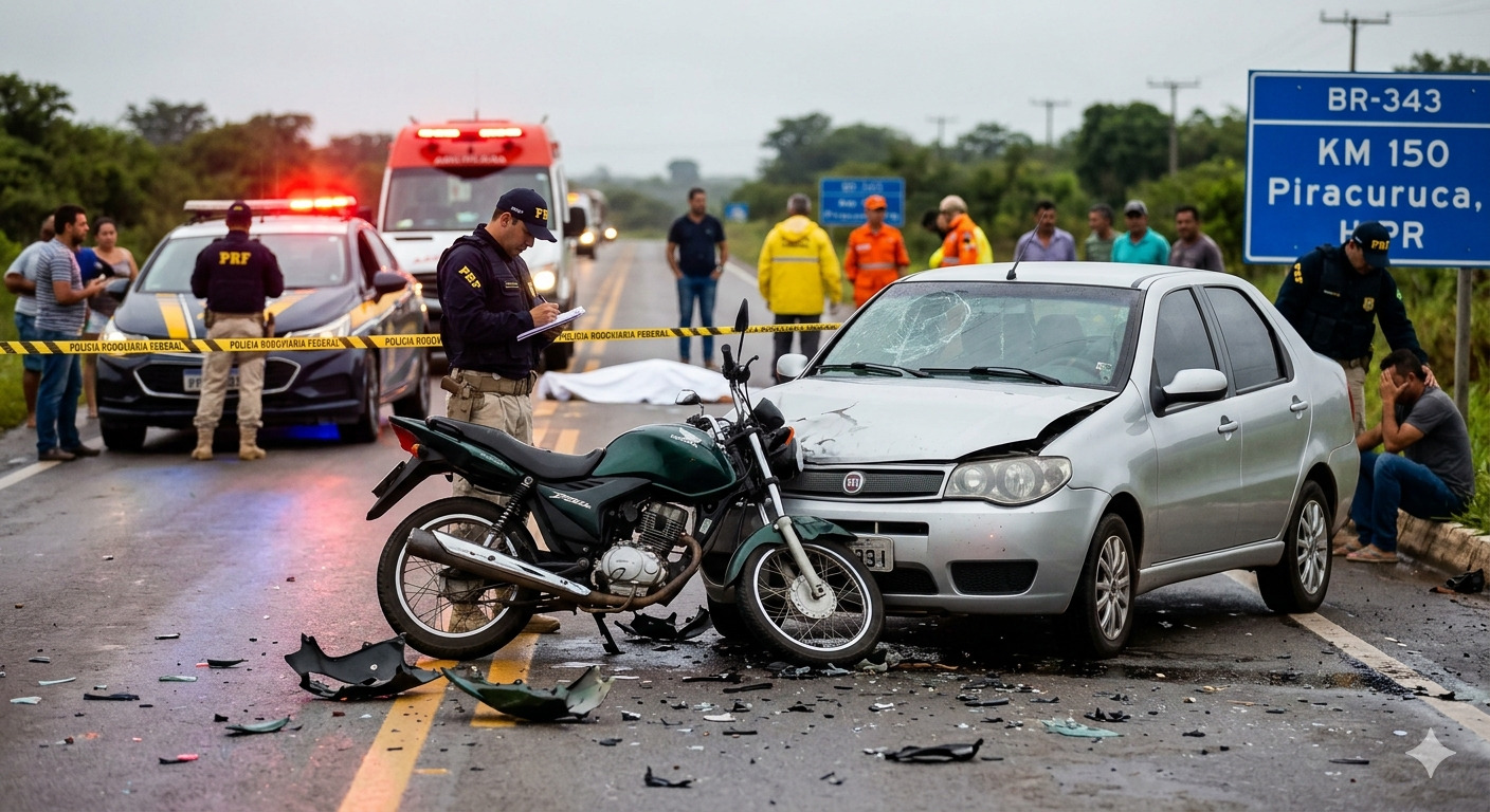 Motociclista morre em colisão frontal com carro na BR-343, em Piracuruca