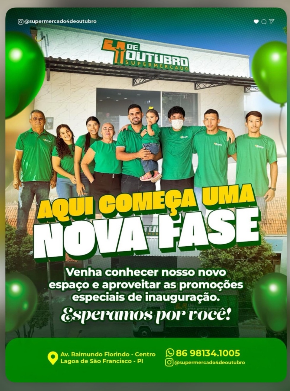 NOVO CAPÍTULO NO COMÉRCIO LOCAL: SUPERMERCADO 4 DE OUTUBRO É INAUGURADO COM FESTA EM LAGOA DE SÃO FRANCISCO