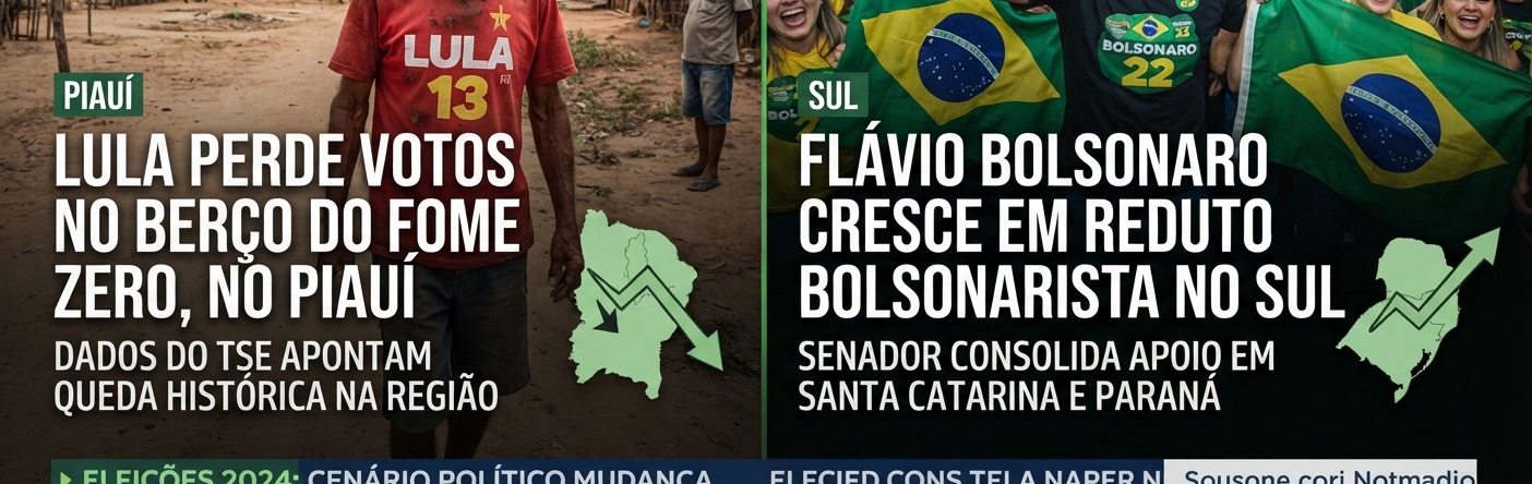 Lula perde votos no berço do Fome Zero, no Piauí; Flávio Bolsonaro cresce em reduto bolsonarista no Sul