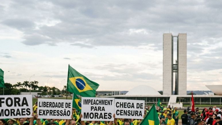 Atos da direita em Brasília pedem saída de Moraes; esquerda mira fim da 6x1