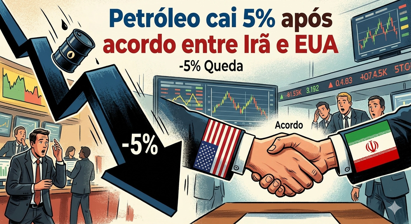 Petróleo despenca 5% após anúncio de acordo entre EUA e Irã