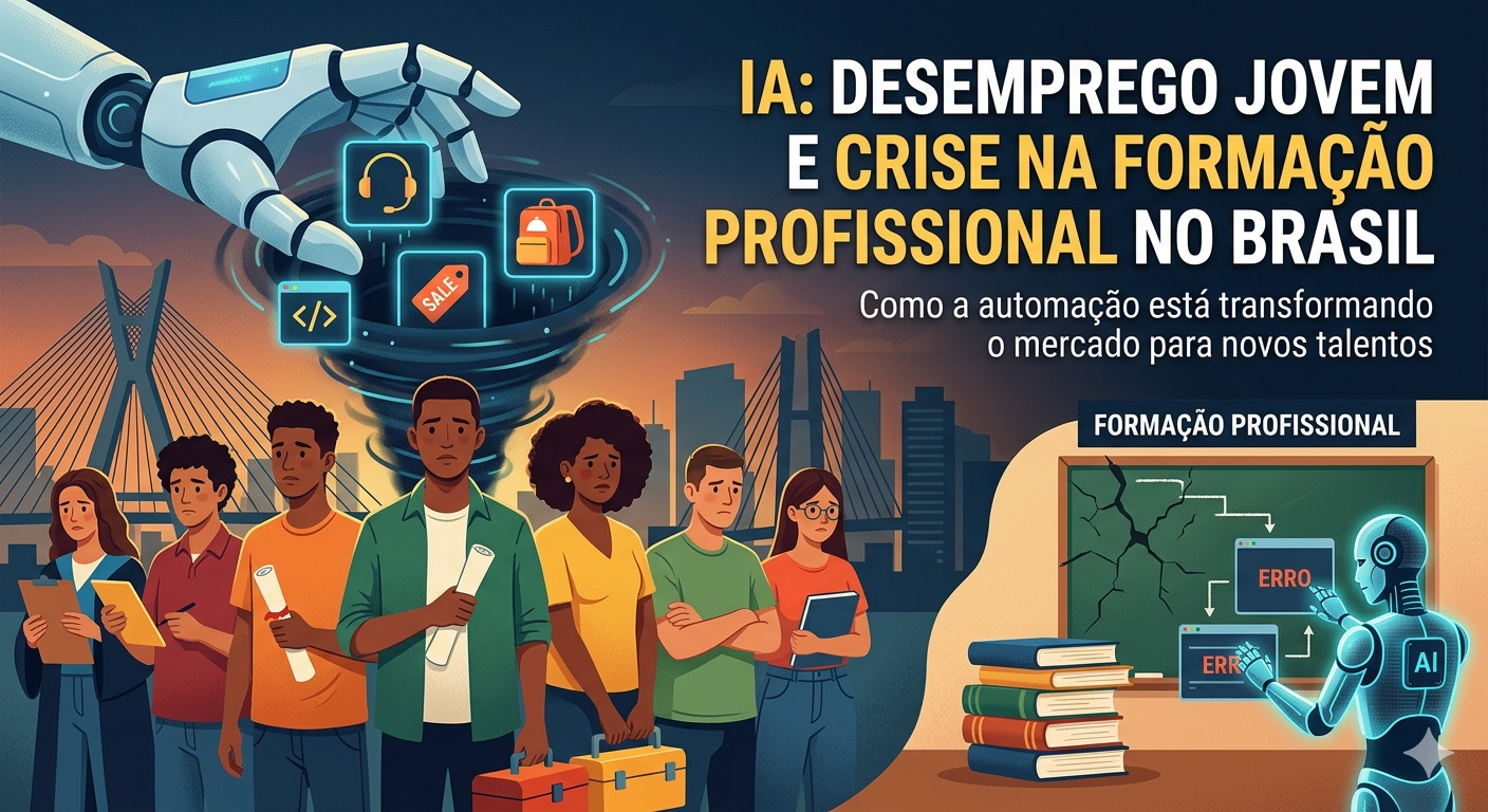 Inteligência Artificial já reduz emprego entre jovens no Brasil e ameaça formação profissional