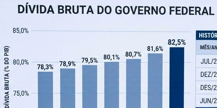 Dívida bruta do governo sobe para 82,5% do PIB em julho